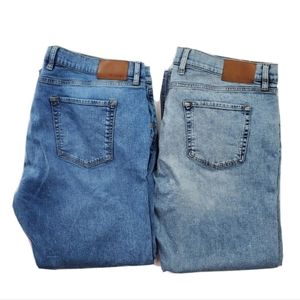 Tecovas Mens Standard Jean Light Wash Stretch Blue Jeans Hemmed 42x29.5 lot of 2